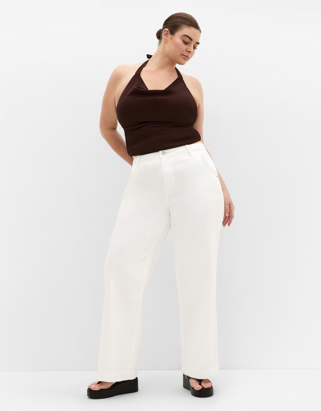 City Chic - Plus size Emmy Halter Cowl Neck Top - chocolate