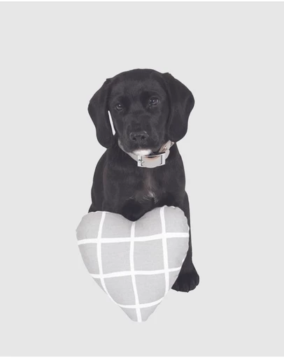 Mog & Bone - Heart Shaped Soft Toy - Grey Check Print