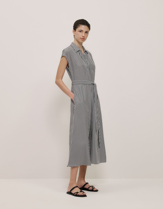 Trenery - Gingham Belted Dress in Black