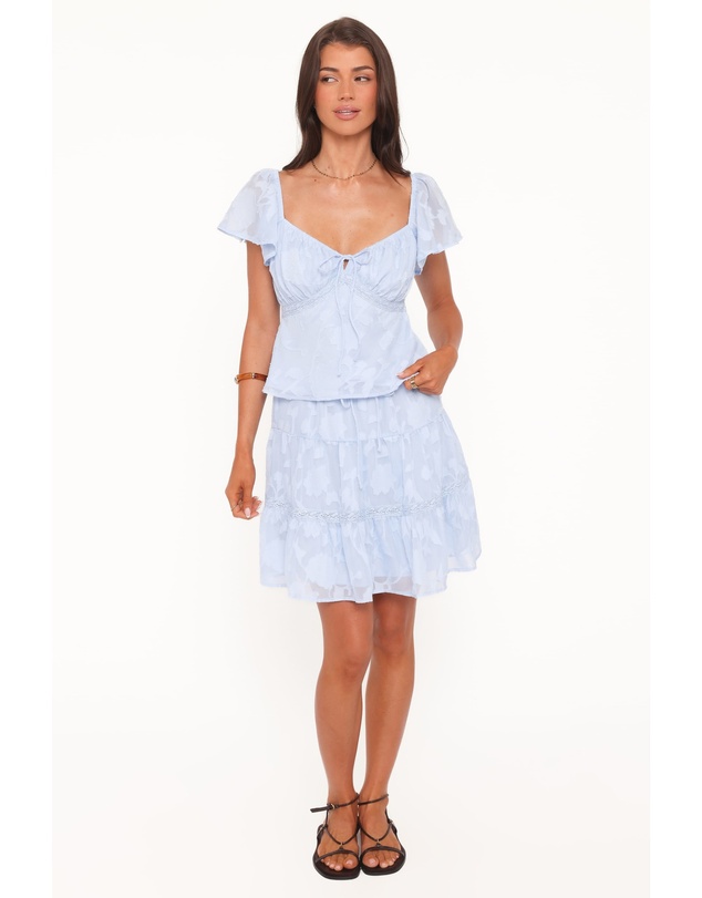 Petal & Pup - Clodagh Textured Tiered Mini Skirt - Powder Blue