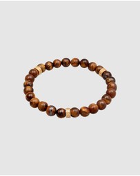 Kuzzoi - ICONIC EXCLUSIVE - Tiger's Eye Bead Bracelet with Gold-Plated Elements