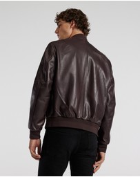 Calibre - Leather Bomber Jacket Wine