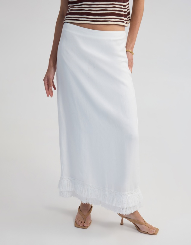 Oxford - Gabrielle Linen Blend Fringed Skirt