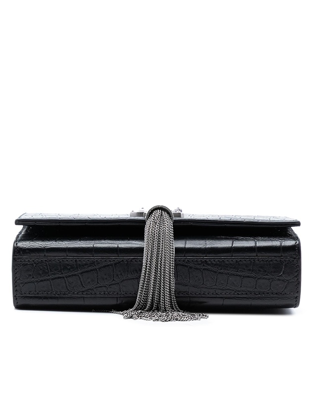 Pre-Loved by Azura Reborn - Pre-Loved Small Croc Embossed Leather Monogram Kate Tassel Crossbody