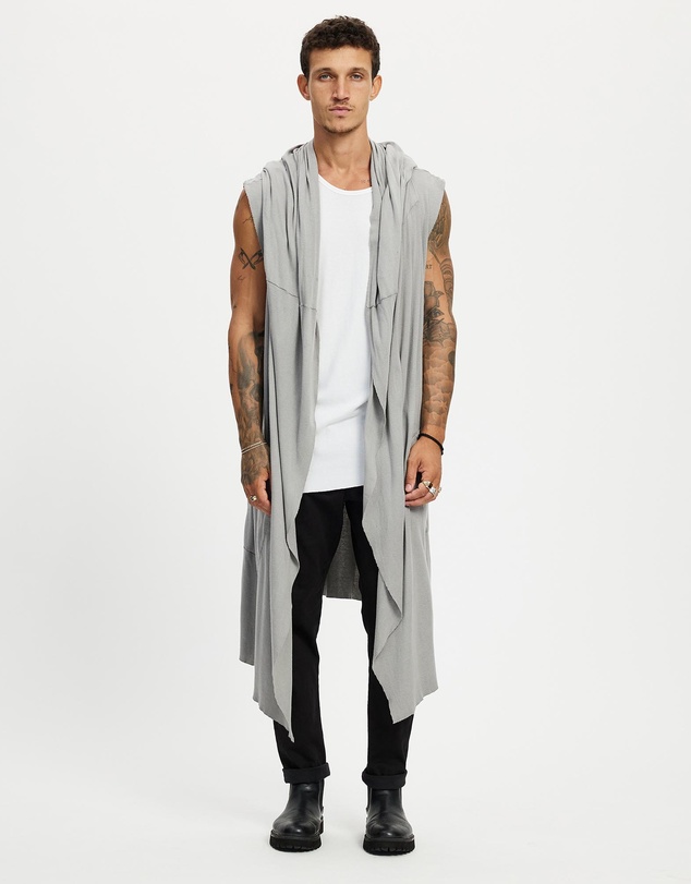 Surrounded By Ghosts - The Natrolite Hooded Rib Knit Sleeveless Cardigan
