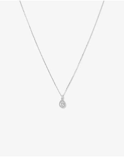 Michael Hill - Pear Cubic Zirconia Halo Pendant Necklace in Sterling Silver