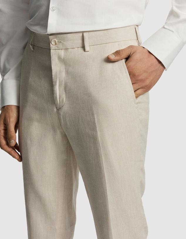yd. - Carter Stretch Linen Blend Slim Tapered Dress Pant