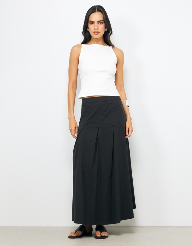AERE - Tahlia Soft Pleat A-Line Maxi Skirt