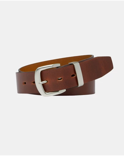 Buckle - Swag. Australian Made Full Grain Natural Leather Belt. 38mm width.