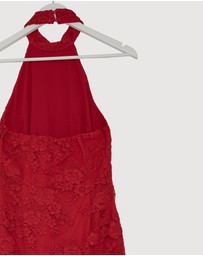 Revibe - Repaired CHANCERY Lara Lace High Neck Halter Maxi Dress - AU 8