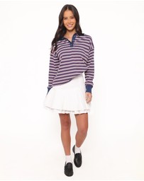 Petal & Pup - Beau Long Sleeve Jersey Top - Navy Stripe