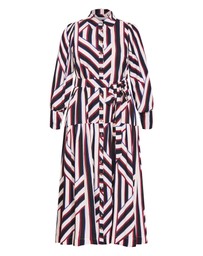 City Chic - Plus size Timeless Stripe Long Sleeve Maxi Dress - bone