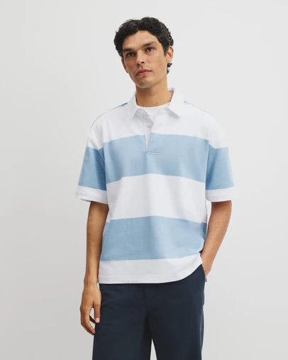 Country Road - Short Sleeve Australian Cotton Stripe Rugby Polo