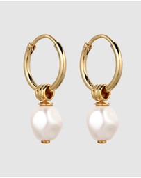 Kuzzoi - ICONIC EXCLUSIVE - Earrings Male Creole Swarovski® Pearl 925 Sterling Silver Gold Plated