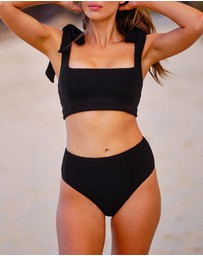 UNE PIECE - Crinkle Cut Square Neck Bralette Bikini Top