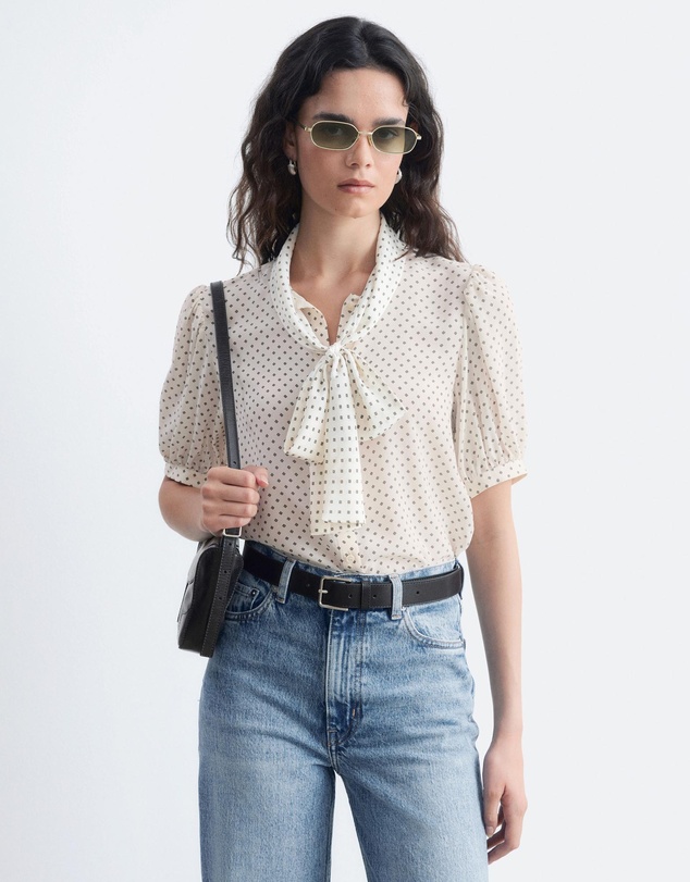 & Other Stories - Printed Tie-Neck Silk Blouse
