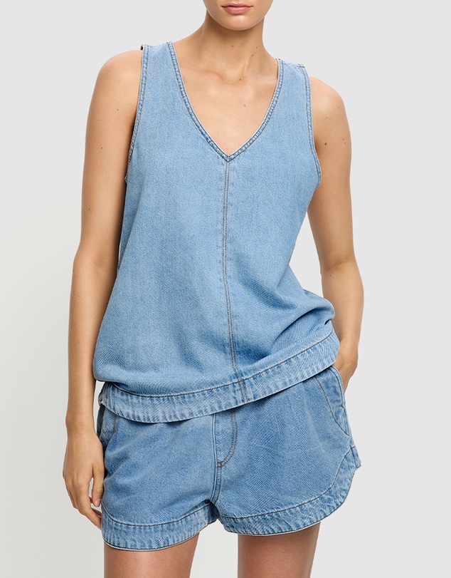 KIVARI - Emilie Denim Top