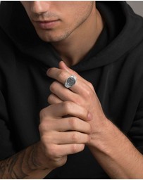Nialaya Jewellery - Men's Stainless Steel Crest Ring
