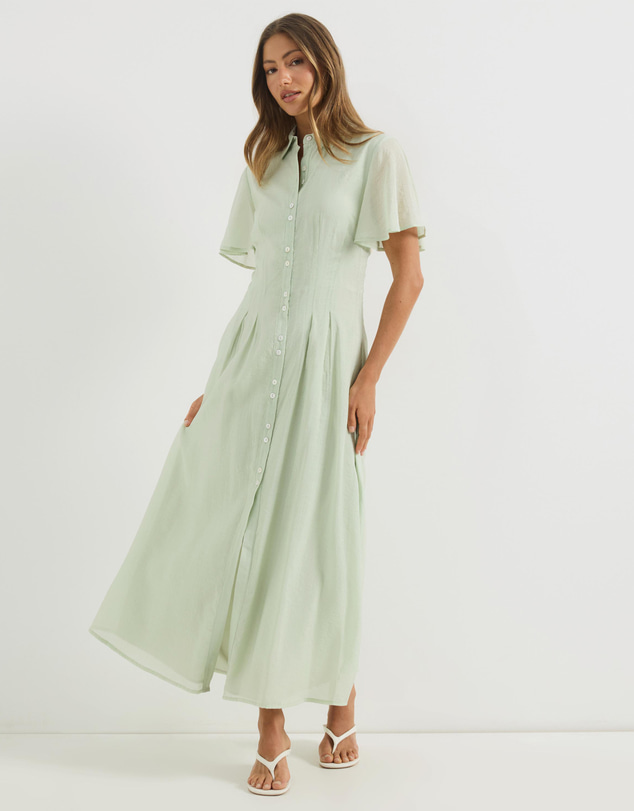 Atmos&Here - Kate Pin Tuck Detail Midi Shirt Dress