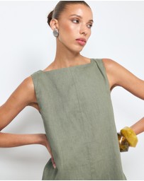 AERE - Siya Panelled Linen Shift Mini Dress