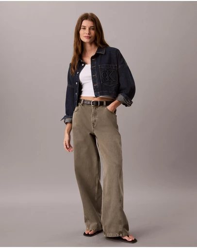 Calvin Klein Jeans - Monogram Logo Denim Cropped Shirt
