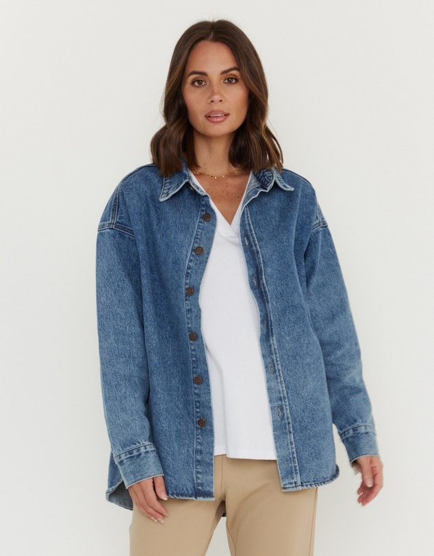 ALEXANDRA - Basen Shacket Blue Denim