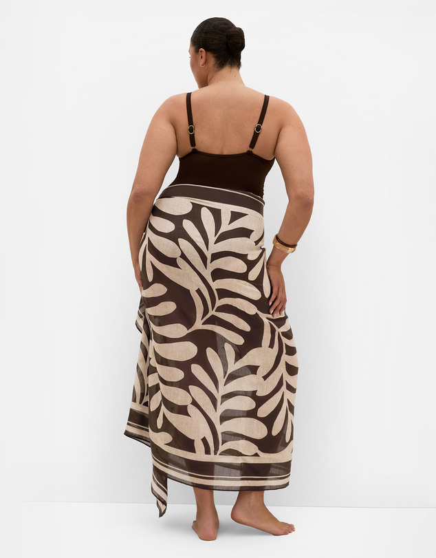 City Chic - Plus size Taranto Print Sarong - chocolate