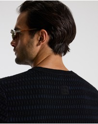 Calibre - Geometric Jacquard Crew Neck Sweater Navy