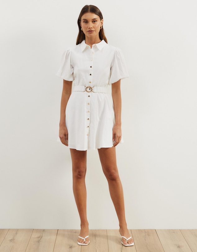 Atmos&Here - Kirrie Linen Blend Belted Mini Dress