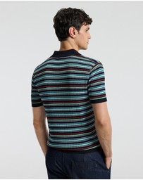 Calibre - Striped Rib Polo Navy