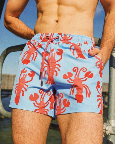Skwosh - Rock Lobster Men's Eco Swim Shorts in Light Blue