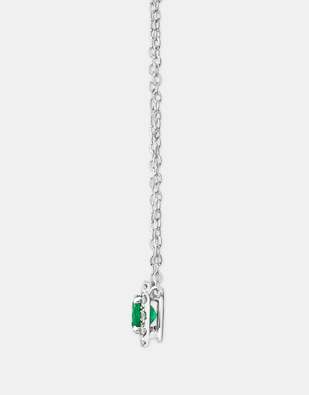 Michael Hill - Halo Pendant with Emerald & 0.14 Carat TW of Diamonds in 10kt White Gold
