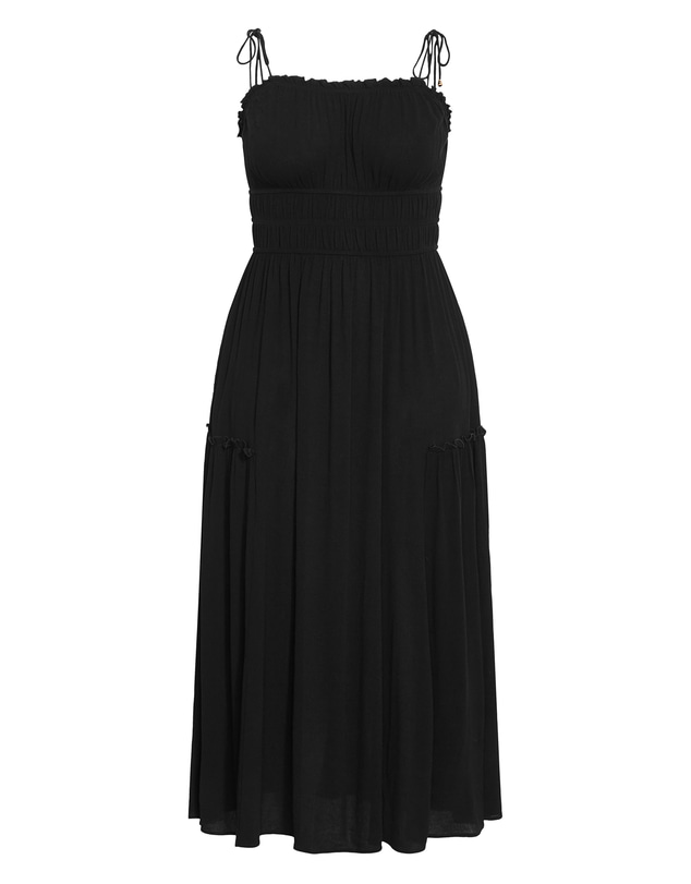 City Chic - Plus size Poolside Shoulder Tie Maxi Dress - black