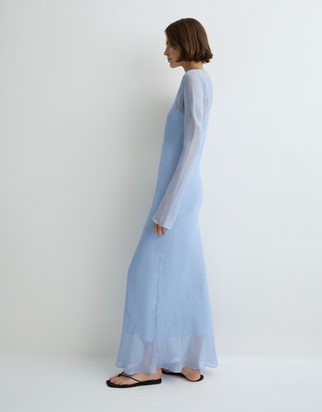 BONDI BORN - Capri Silk Bias Long Dress - Sky
