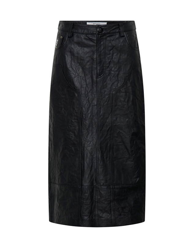 ONE TEASPOON - Cassidy Leather Column Midi Skirt - Black