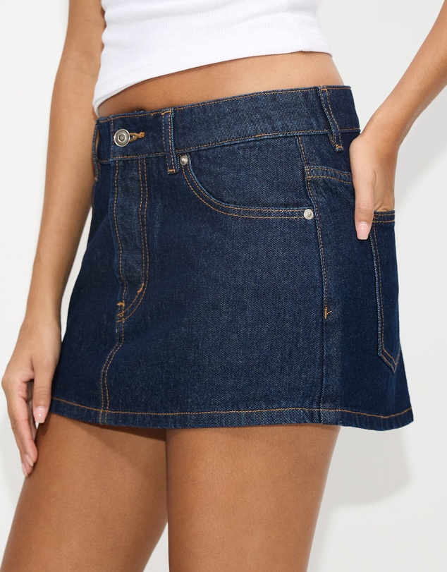 Dazie - Odette Low Rise Mini Denim Skirt
