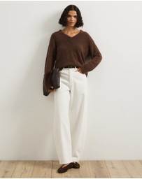 Atmos&Here - Dayna Fluffy V-Neck Pullover Sweater