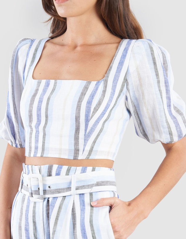 Amelius - Zanci Stripe Linen Crop Top