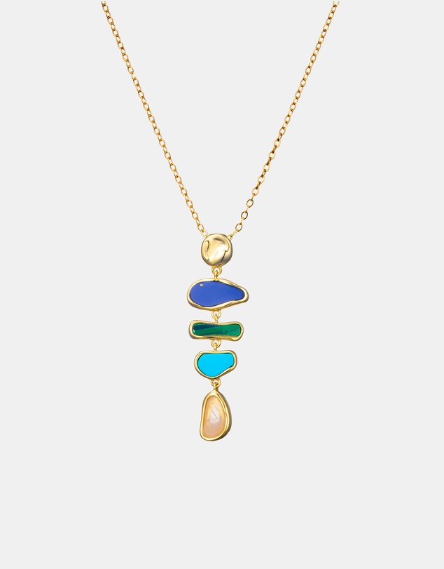 Zoe Olivia - 14K Gold Vermeil Multistone Drop Necklace