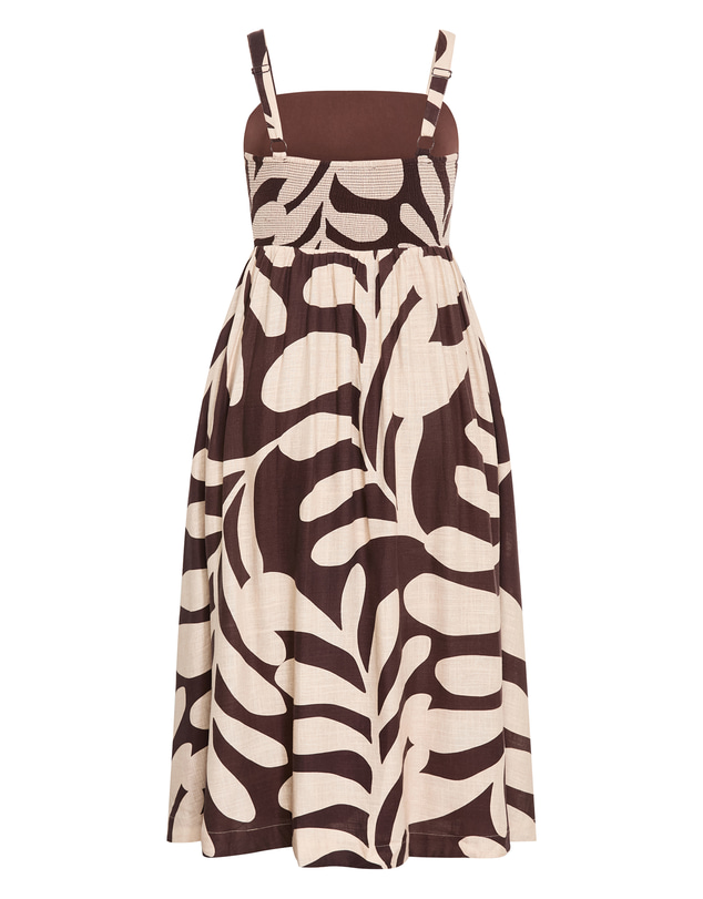 City Chic - Plus size Taranto Print Maxi Dress - chocolate