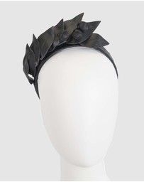 Max Alexander - Black Leather Flowers Headband