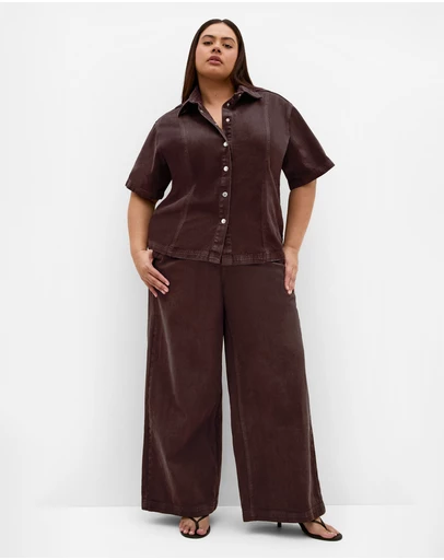City Chic - Plus size Harley Fit Demi Wide Leg Jean - chocolate wash