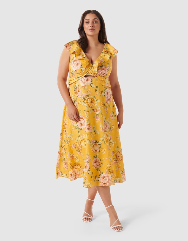 Forever New Curve - Lara Curve Frill Detail Midi Dress