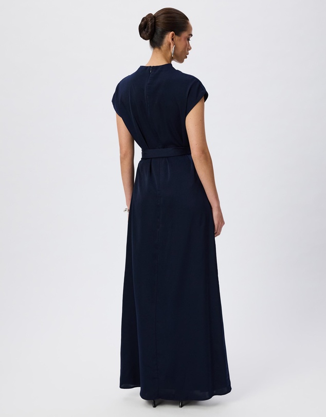 Tussah - Violet Drape Tie Detail Satin Maxi Dress