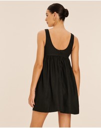 AERE - Linen Gathered Mini Dress