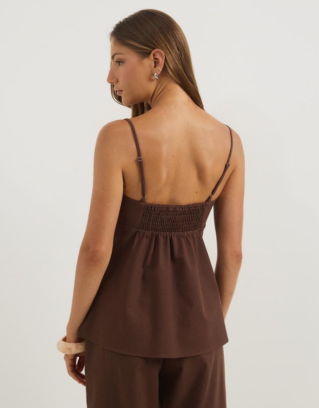 Atmos&Here - Ayla Linen Blend Cami Top With Bead Detail