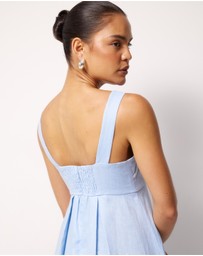 AERE - Quinn Embroidered Linen Maxi Dress