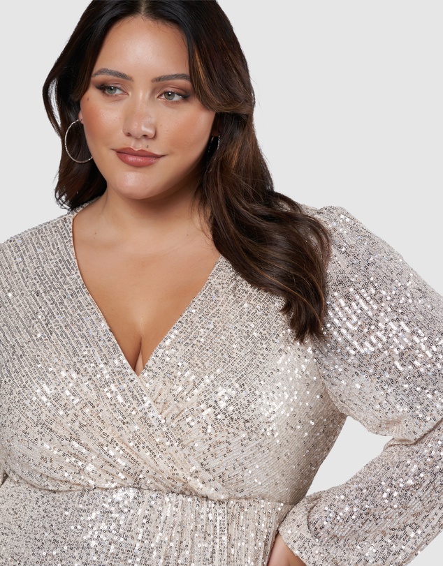 Pink Dusk by Curve Project - All I Want Sequin Maxi Dress