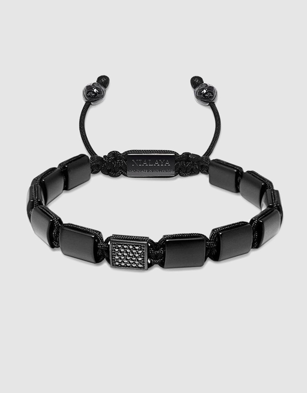 Nialaya Jewellery - The CZ Flatbead Collection - Matte Onyx