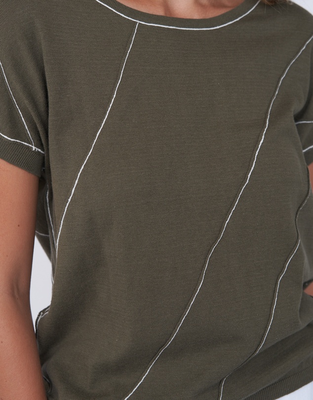 Amelius - Fern Contrast Detail Short Sleeve Knit